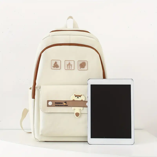 5pcs Cute Cartoon School Backpack, 1set Preppy Style Travel Bookbag Daypack With Tote Bag Crossbody Bag Pencil Case And Drawstring Storage Bag