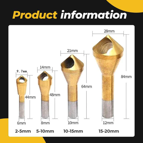 🔥Titanium Coated Countersink Chamfer Tool (4 pcs)