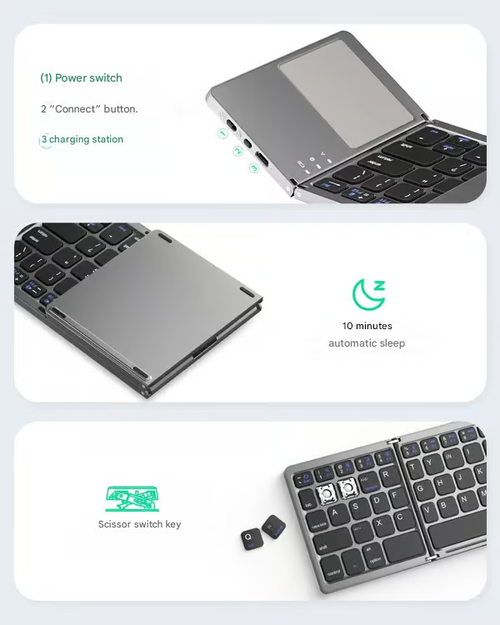 Foldable Bluetooth keyboard with touchpad