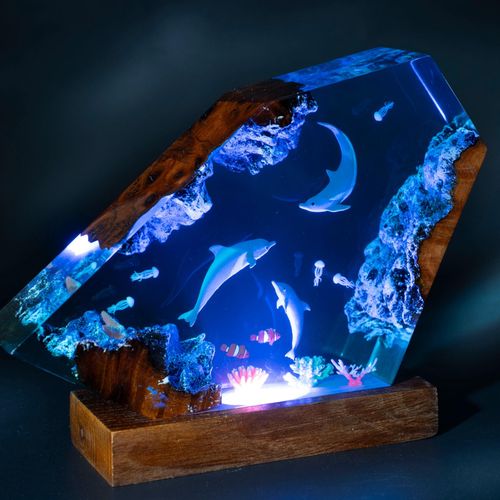 pod of dolphins Nautical Decor Must-Have – Ocean Series Resin Lamp with Diver