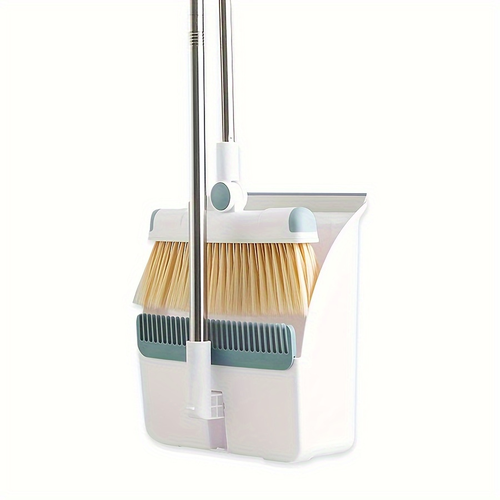 Broom Dustpan Set Combination, Thickened Rotatable Foldable Stainless Steel Rod Strong ,And Durable Soft Hair Sweeping Broom Plastic, Cleaning Supplies for Indoor,broom and dustpan set,local warehouse ,household items