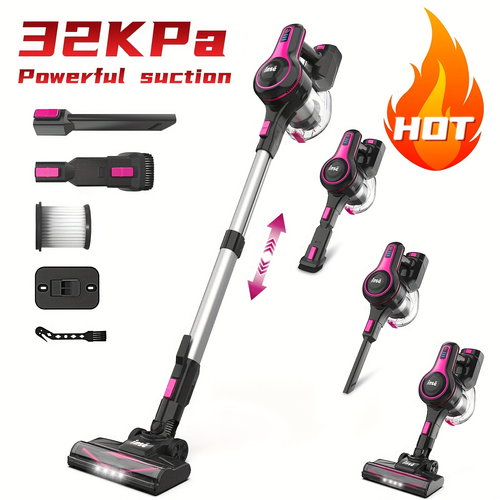 Vacuum Cleaners For Home Cordless, 32Kpa, 6-in-1 Rechargeable Powerful Handheld Vacuum Cleaner, Detachable Battery, Running Time 45 Minutes, 40.58 Oz Dust Cup, LED Brush, Vacuum Cleaners For Home, Hardwood Floor, Carpet And Pet Hair