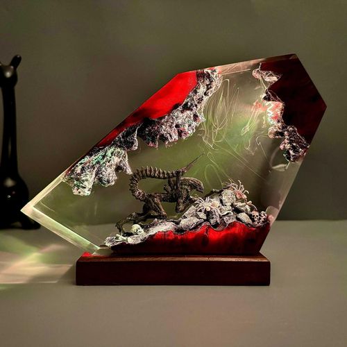 Alien Monster Resin Art Lamp - UV-Resistant Decor for Sunroom Display handmade gift