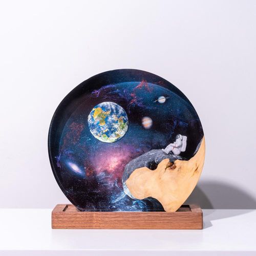 Handcrafted Space Resin Lamp - Aviation Inspired Lighting