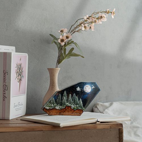 moon christmas gift Santa Claus space resin lamp unique space resin lamp as gift