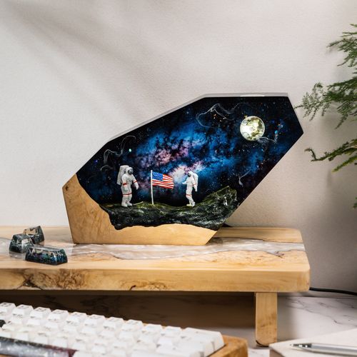 American moon landing Spaceship Resin Lamp - Decorative LED Light for Bedroom