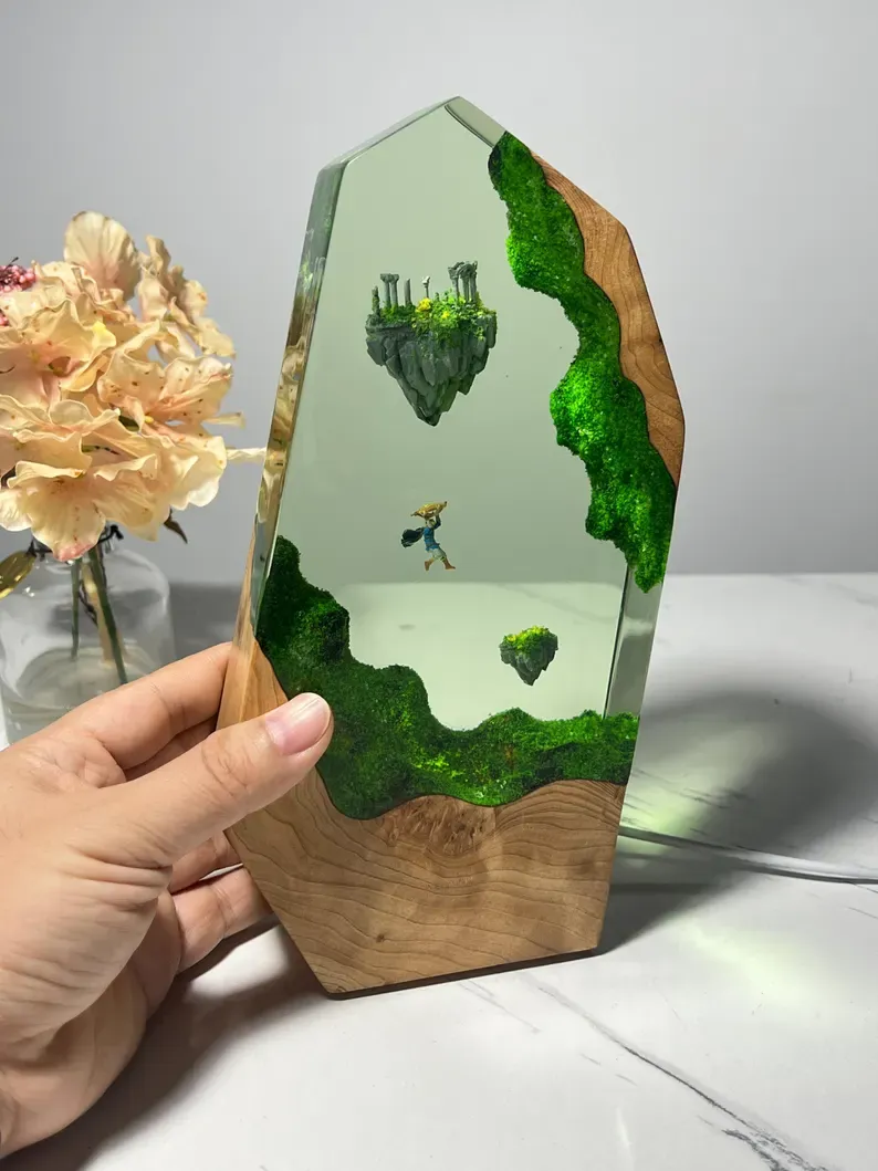 TOTK Resin Wood Night Light gift for game fans - Tabletop Decor, Birthday Gift, Master Sword Lamp, TLOZ BOTW Resin Art , Back to School Gift
