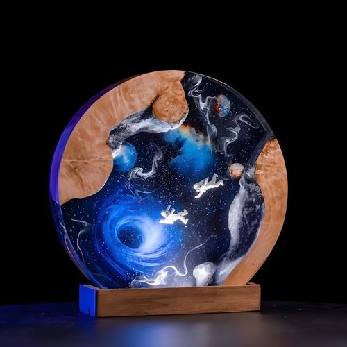 Aviation Themed Resin Lamp - Astronaut Figure for Desk