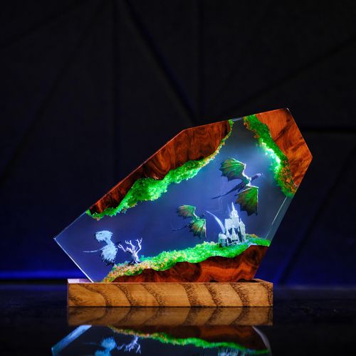 Frost Dragon Resin Art Lamp with Timer - Automatic On-Off Resin Decor Lamp