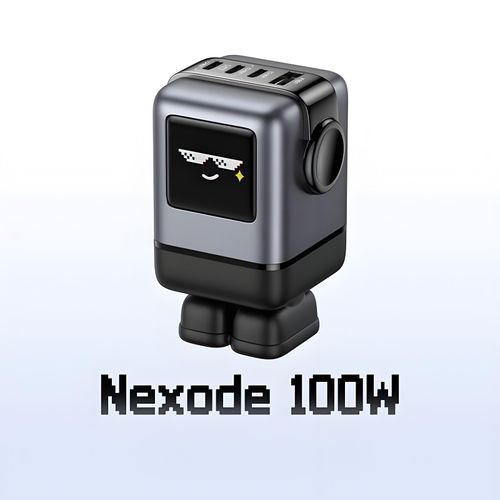 （US Plug）Uno 100W GaN Charger Robot Design QC4.0 3.0 PPS for iPhone 16 15 14 Pro Macbook Laptops Tablet PD3.0 Fast Charge