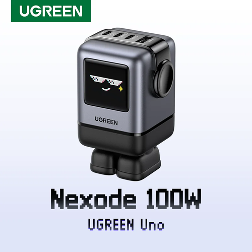 （US Plug）UGREEN Uno 100W GaN Charger Robot Design QC4.0 3.0 PPS for iPhone 16 15 14 Pro Macbook Laptops Tablet PD3.0 Fast Charge