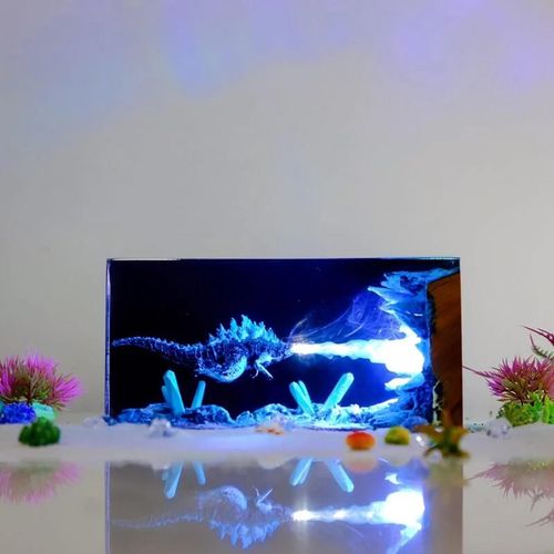 Monster Resin Art Lamp: Godzilla, Alien, Ice Wolf Multi-Creature Collection