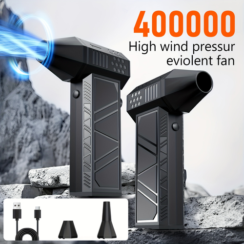 Compressed Air Dust Collector 400000 High Power Violent Fan, Wireless 130000 Rpm Rechargeable Air Blower, High Speed Powerful Turbo Fan, Camping Fan, Handheld Outdoor Hair Dryer, Snow Blower, Suitable For Computer Keyboard, Car, Home, Birthday Gift