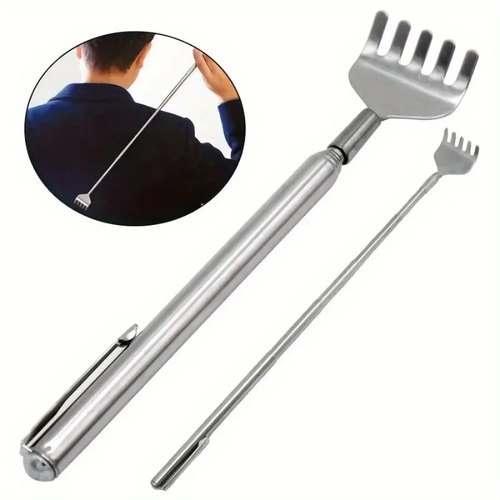silvery Telescopic Back Scratcher, Portable Extendable Stainless Steel Scratchers for Men Women  Mothers Gifts  Gifts For Men