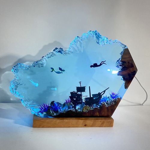 mermaid diver Nautical Decor Must-Have – Ocean Series Resin Lamp with Diver