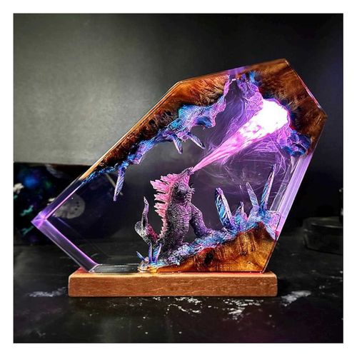 Godzilla Monster Resin Lamp - Large Sculpture Light for Collector Showcase