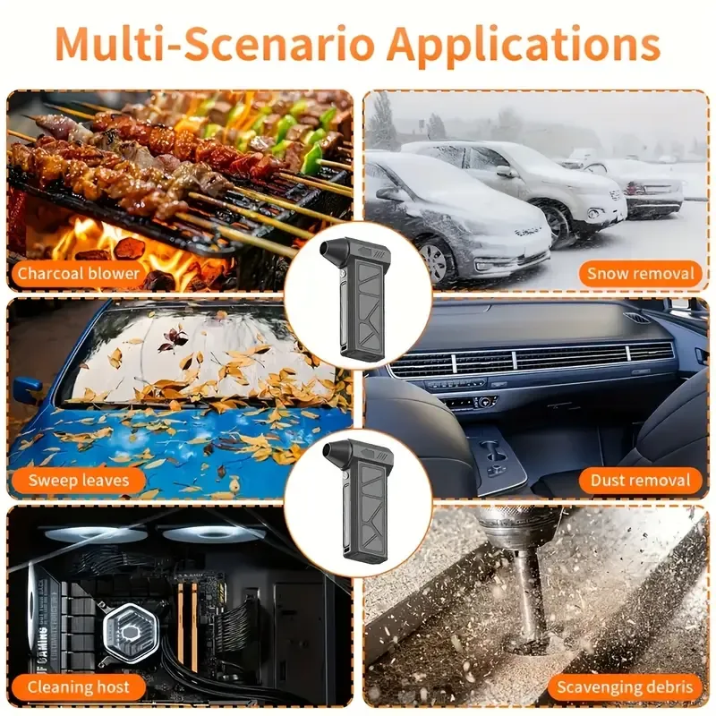 High speed and strong  Car mounted turbofan, high-power dust blower, outdoor camping dual-use, portable hair dryer, brushless motor, handheld vacuum cleaner, hair dryer, and other accessories are abundant. It is a great choice for holiday and birthday gifts