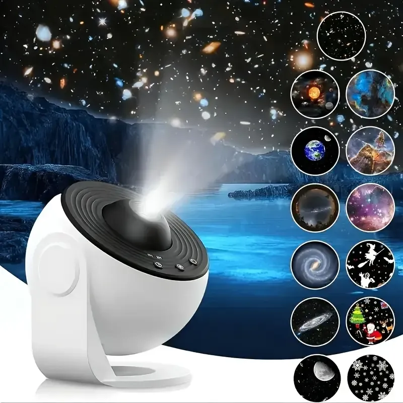 1pc 13-in-1 Astronomy Galaxy Projection Lamp, Rotating Star Cloud, Timed Starry Night, Powered, LED Lights, 360° Rotation, with Silver Galaxy, for Bedroom Decoration, Game Room, Home Theater, Ceiling, Room Decoration