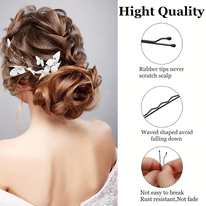 💇♀️🖤 🌟Thick Hair Hero 100pcs U-Shaped Hair Clips | 2.8Inch Durable Metal | Black Magic Holder🌟💃