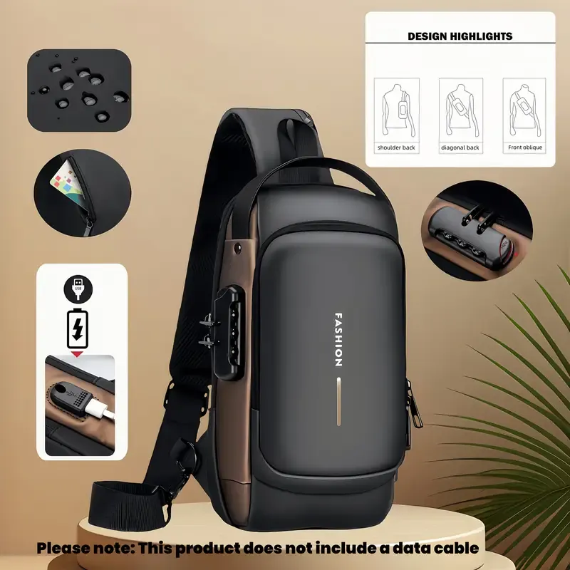 🎒Charging black technology + outdoor artifact   Oxford cloth shoulder backpack with USB port⚡Adjustable shoulder strap, suitable for hiking and traveling