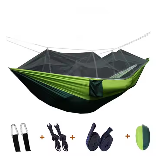 Outdoor patio hammock with mosquito tent cloth