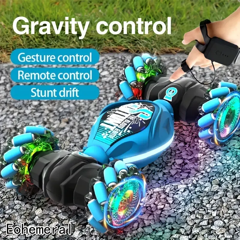 2.4G remote control deformable 360 ​​degree rotating four-wheel drive supercar stunt off-road vehicle toy with LED cool lights.