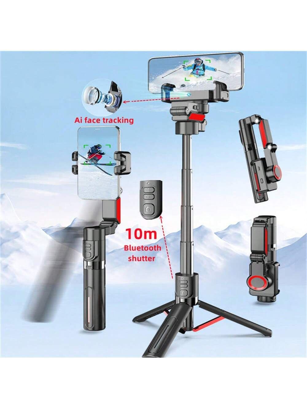 111COOL DIER 2025 New AI face tracking Selfie stick tripod 360 Auto Rotation Follow Gimbal Stabilizer With Remote For tiktok Live 复制