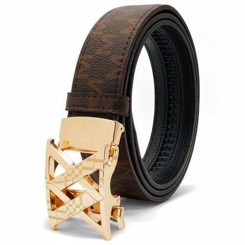 Men's retro luxurious automatic buckle high-top custom printed leather belt