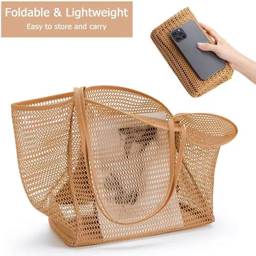 Multi-Function Beach & Shopping Tote – Casual Durable with Inner Zipper Pocket