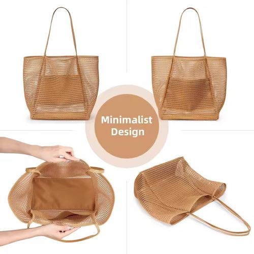 Multi-Function Beach & Shopping Tote – Casual Durable with Inner Zipper Pocket