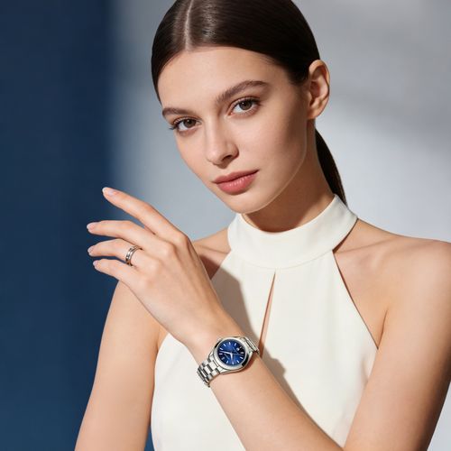 Tropical ocean-inspired design radial texture bright sunlight deep blue gradient Women's wristwatch