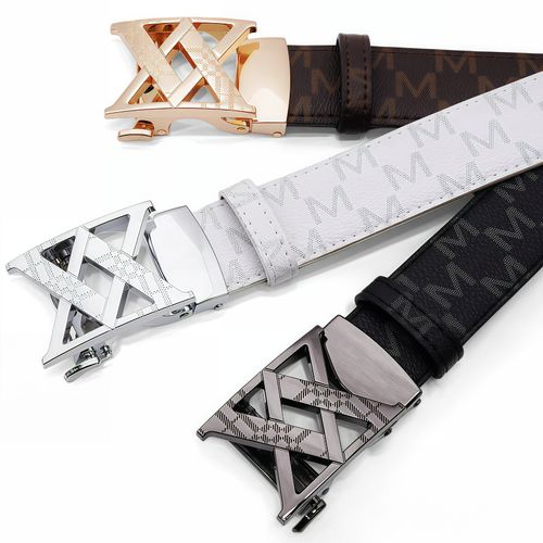 Men's retro luxurious automatic buckle high-top custom printed leather belt