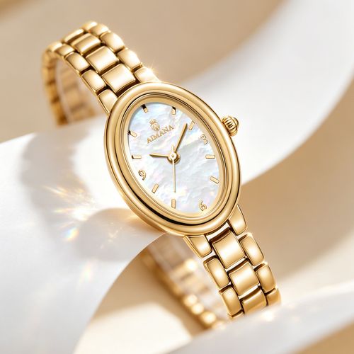 Warm Gold Case Elegance Timeless StyleOval Dial Ladies Quartz Watch