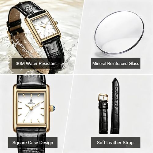 Ladies' White Dial Quartz Watch – Warm Porcelain Texture, Gold Accents, Timeless Feminine Elegance