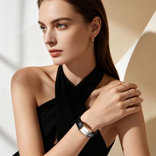 Ladies' White Dial Quartz Watch – Warm Porcelain Texture, Gold Accents, Timeless Feminine Elegance