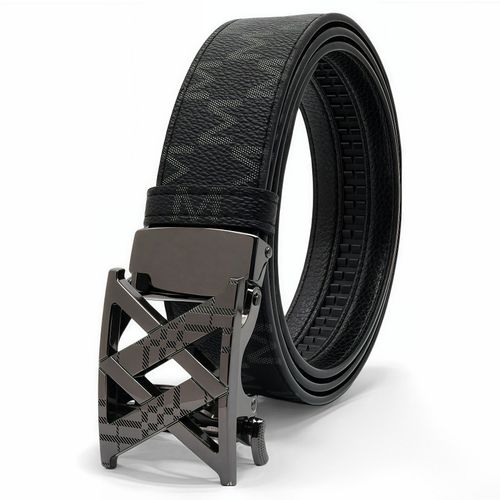 Men's retro luxurious automatic buckle high-top custom printed leather belt