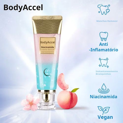BodyAccel Branqueamento Triplo Pasta de dentes branqueadora com niacinamida e sabor a menta Oral-max,com pagamento na entrega.