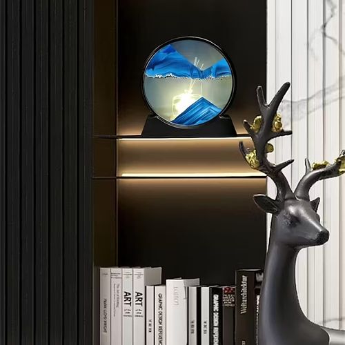 Presente de Aniversário Criativo-Ampulheta 3D, Presente de Escritório, Quadro Redondo de Areia Movediça, Decoração para Sala,Presente de Natal, Halloween e Páscoa de Esta,Pagamento na entrega