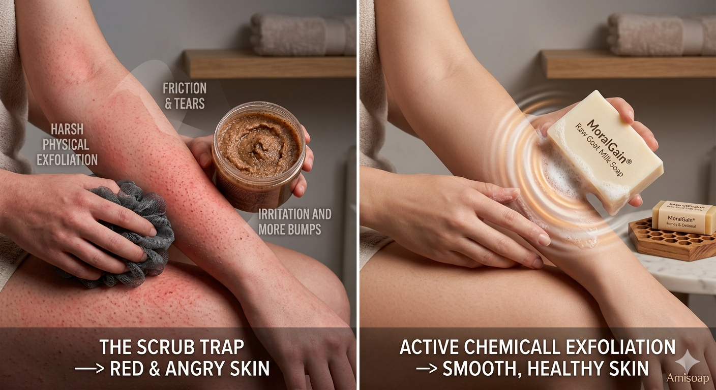 Stop Scrubbing Your Arms: Why Body Scrubs Make Keratosis Pilaris Worse.