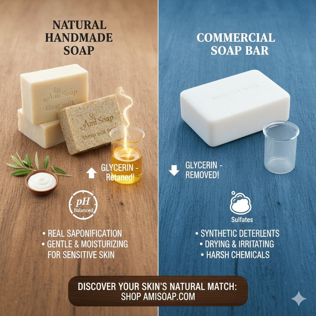 🧼 Handmade Soap vs. Commercial Soap: Why You Should Choose Goat/Sheep Milk Natural Handmade Soap
