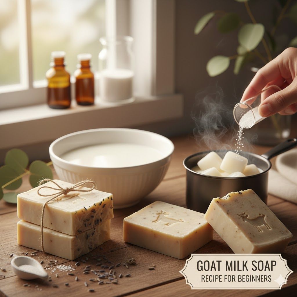 🥛 Creamy Care: Goat Milk Soap Recipe for Beginners (Make Your Skin Glow!)