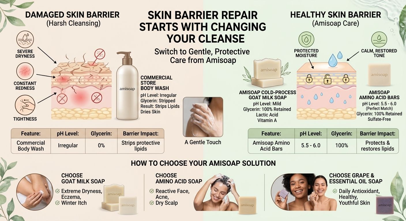 How to Repair Your Skin Barrier: The Truth About Soaps vs. Detergents | Amisoap