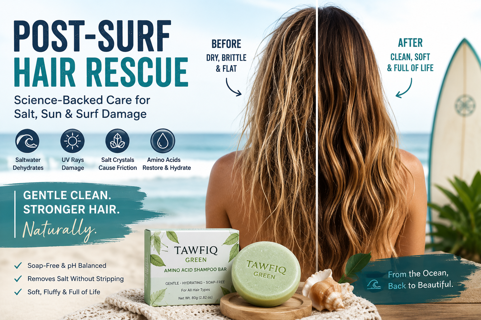 Why Does Saltwater Make Your Hair Dry? How to Protect and Restore Your Strands Post-Surf
