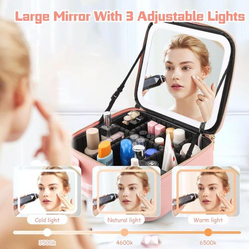 Radiant Vanity: LED Illuminated Makeup Storage Box & Travel Case