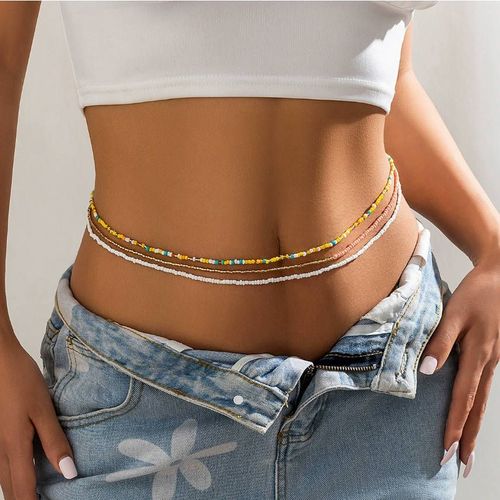(2 in a group) Summer beach rice bead belly button waist chain & waist chain & sexy elastic beaded waist ornaments