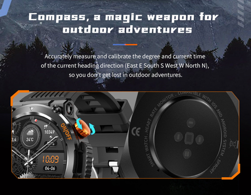 HT17 Smartwatch: Heart Rate, Sleep Monitoring, Bluetooth, Calling, Compass, Message Push, Outdoor Sports Watch