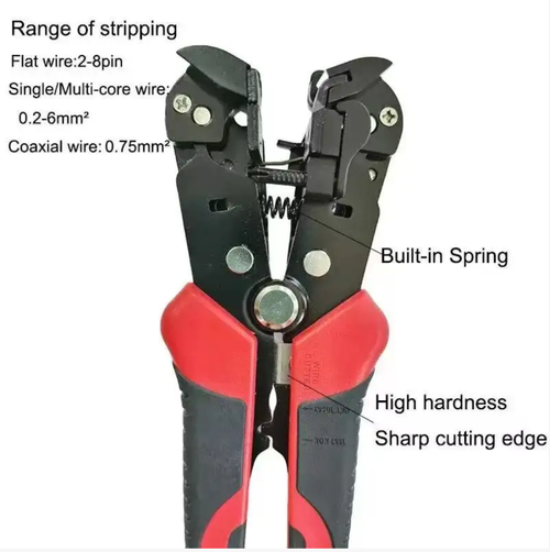 This 3-in-1 automatic wire stripper combines automatic wire stripping, wire pressing and wire cutting functions. It is compatible with various wire specifications. The clamp head is durable and sharp, and the ergonomic handle is slip-resistant and insulated. It is an efficient wiring tool for electricians and electronics enthusiasts.