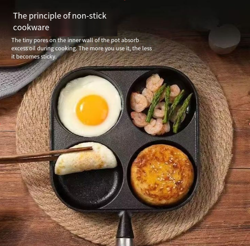 4-Hole Frying Pot Thickened Omelet Pan Non-stick Egg Pancake Steak Cooking Egg Ham Pans Dual Purpose Cookware Pan