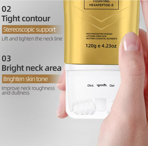 Order today and you will receive 3 boxes of the six-peptide vitamin firming and anti-wrinkle neck roller cream. This dual-wheel neck care cream contains six types of peptides, AH-8. It can reduce neck wrinkles and firm the skin within 28 days, while also providing moisturizing and brightening effects. The included massage head helps promote absorption, and it is very convenient to use. It is an ideal choice for anti-aging neck care.