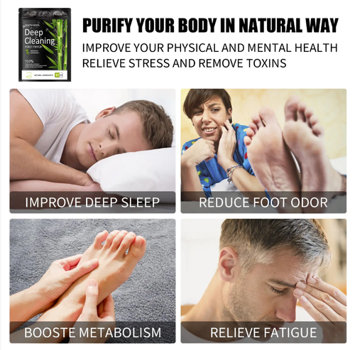Foot pad with natural bamboo extract coating. Apply it to the sole of your feet before bedtime to help eliminate dampness and toxins, improve sleep and relieve fatigue. Order today and you'll receive 50 pieces. Give your body a detoxifying SPA and wake up feeling refreshed and energetic.